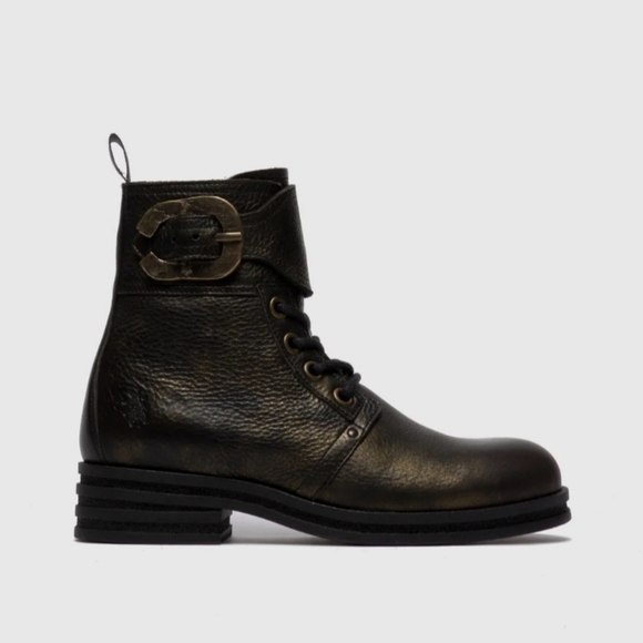 Fly London Kara Combat Moto Boots Women's Size 41 Classic Retro